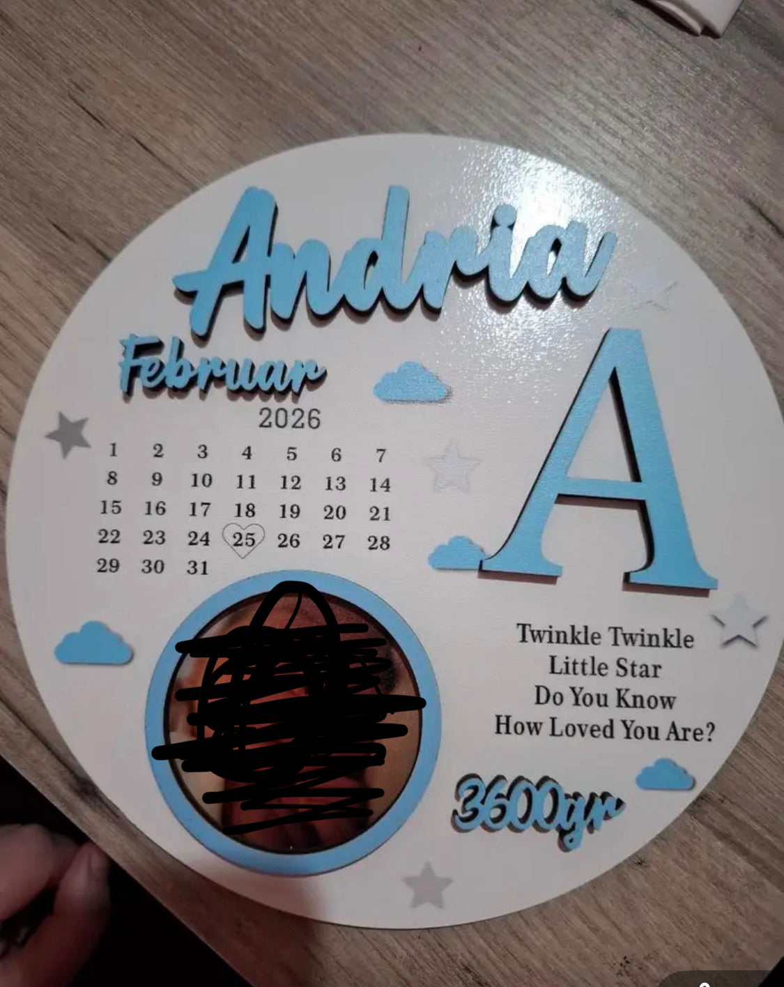 Personalised Wooden Baby Birth Disc – Newborn Keepsake Plaque – 5 Colours