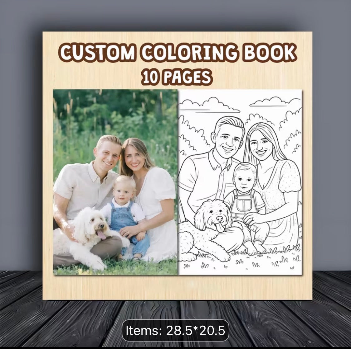 Custom Personalised Coloring Book – 10 Pages Made From Your Photos – Unique Gift For Kids & Adults