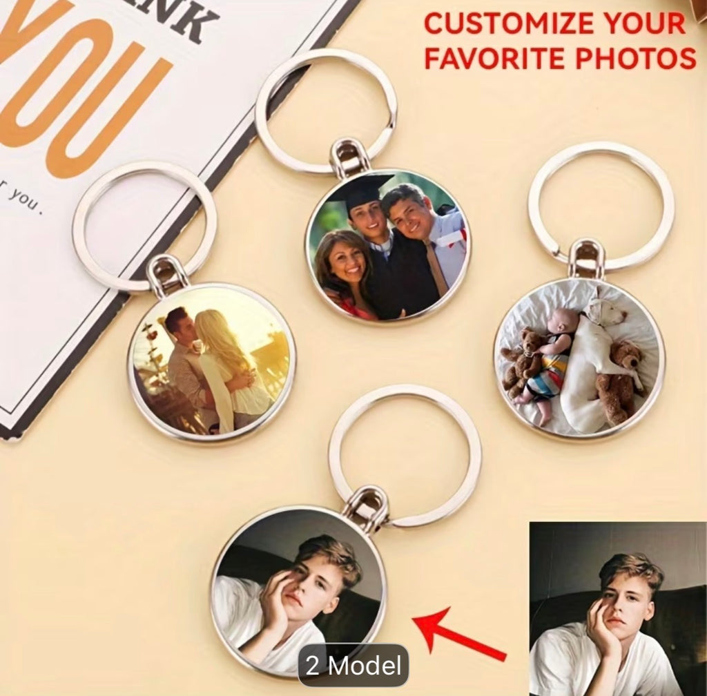 Custom Photo Keyring – Round OR Rectangle – Personalised Gift