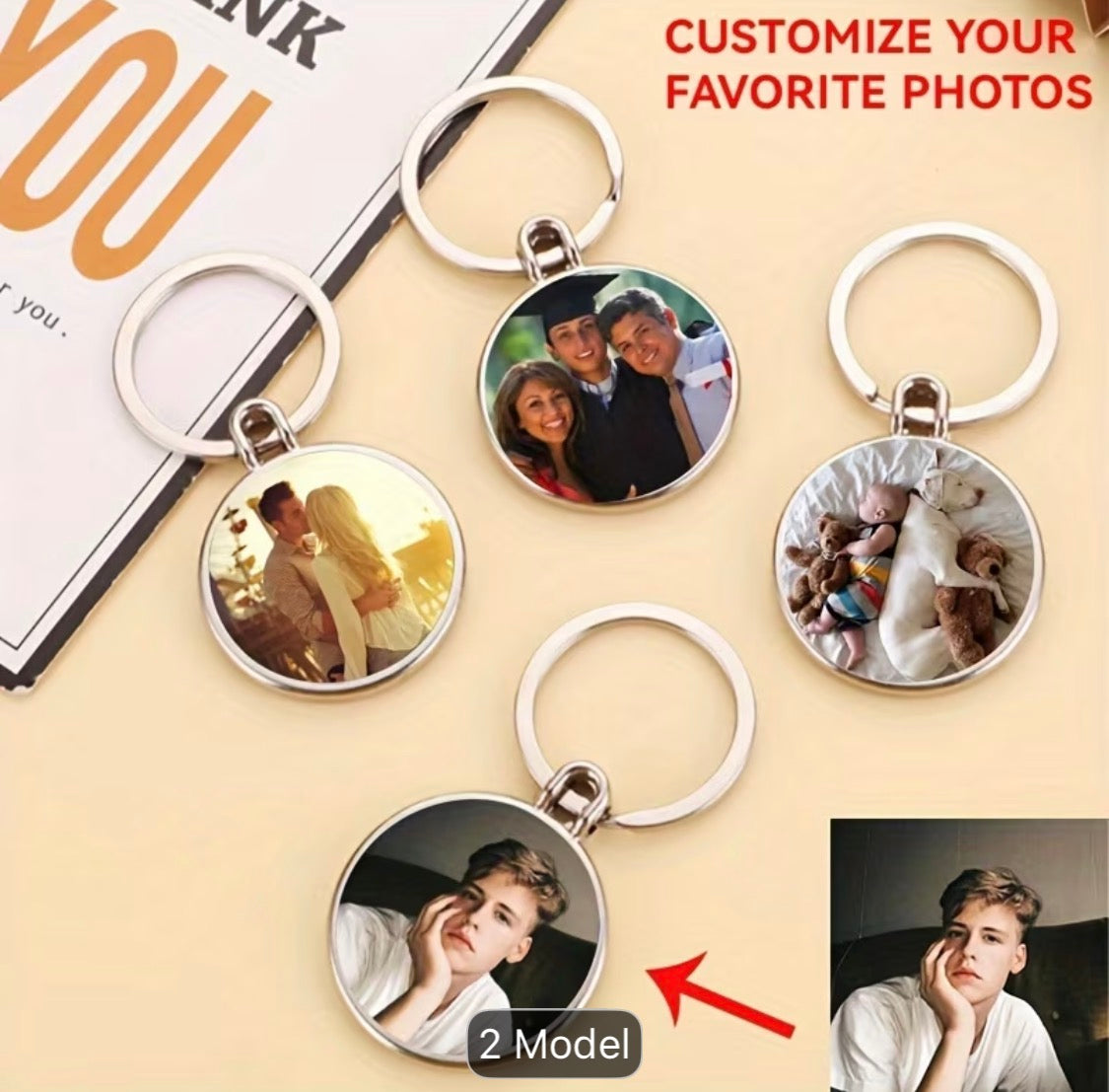 Custom Photo Keyring – Round OR Rectangle – Personalised Gift